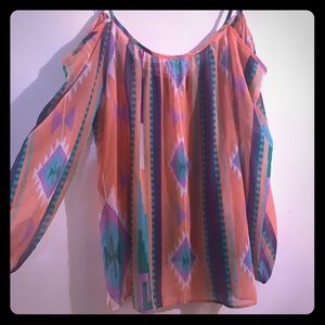 Super cute Aztec off the shoulder top.